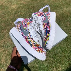 Customized Nike Air Force One High Splatter 5.5y